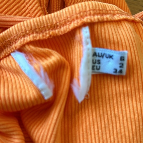 NWOT MARISSA Ribbed MINI Cut Out DRESS ORANGE Size 2 - Picture 10 of 14